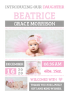 Personalised Baby Girl Cool Thank You Note FOLDED