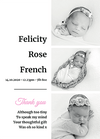 Girl black and white baby thank you note