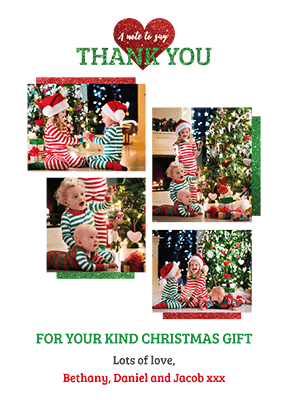 FOLDED Baby Thank You for my Christmas Gifts Card Pack, Custom Family Thank You Cards