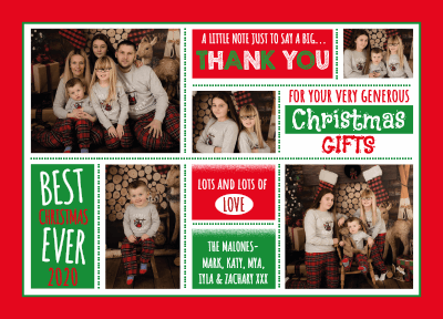 FOLDED Christmas Thank You Photo Cards, Personalised Photo Xmas Thank You Card
