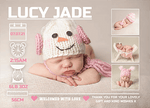 FLAT Personalised Baby Girl Multi Photo Thank You Cards Pink Birth Announcement Notes
