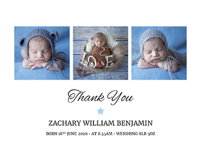 FOLDED editable baby boy thank you note