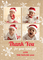 FOLDED Christmas Gift Photo Thank You Cards, Family Xmas Thank You Cards