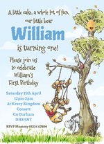 Blue Winnie The Pooh Invites Personalised