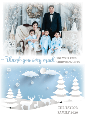 FLAT Family Christmas Thank You Cards, Personalised Xmas Thank You Cards