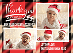 FOLDED Unique Family Christmas Thank You Cards, Photo Greetings Thank You Card Pack