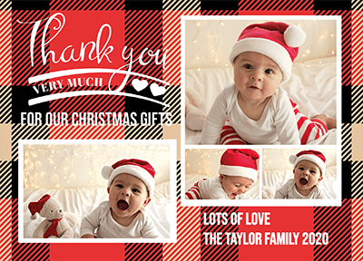 FOLDED Unique Family Christmas Thank You Cards, Photo Greetings Thank You Card Pack