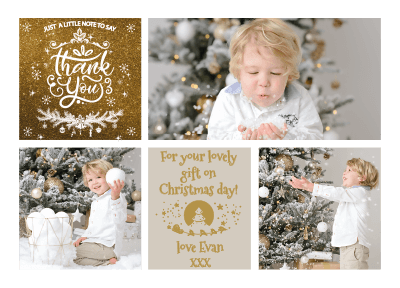 FOLDED Christmas Personalised Thank You Note, Photo Christmas Thank You Cards