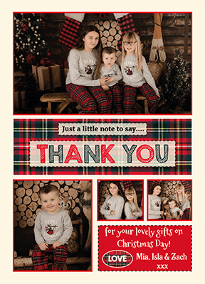 FOLDED Personalised Christmas Gift Thank You Cards, Family Photo Christmas Thank You Cards
