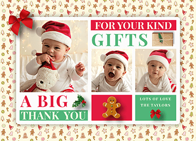 FLAT Editable Christmas Thank You Cards, Personalised Christmas Thank You Cards