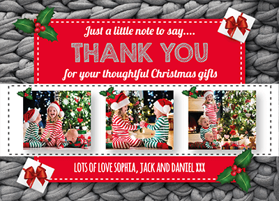 FLAT Christmas Thank You Photo Cards, Picture Thank You Cards