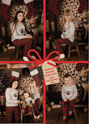 FOLDED Photo Greetings Thank You Card, Custom Festive Christmas Thank You Cards