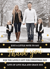 FLAT Xmas Thank You Note, Christmas Thank You Cards With Personalised Photo and Envelopes