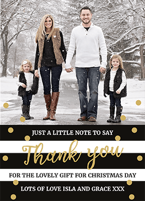 FLAT Xmas Thank You Note, Christmas Thank You Cards With Personalised Photo and Envelopes