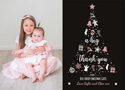 FOLDED Photo Greetings Thank You Card Pack, Christmas Thank You Cards With Photos
