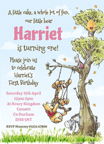 Pink Winnie The Pooh Invites Personalised