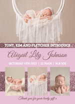 FLAT Personalised Baby Girl Glitter Thank You Cards Photo Birth Announcement Notes