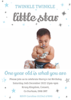 Blue and silver twinkle twinkle invites