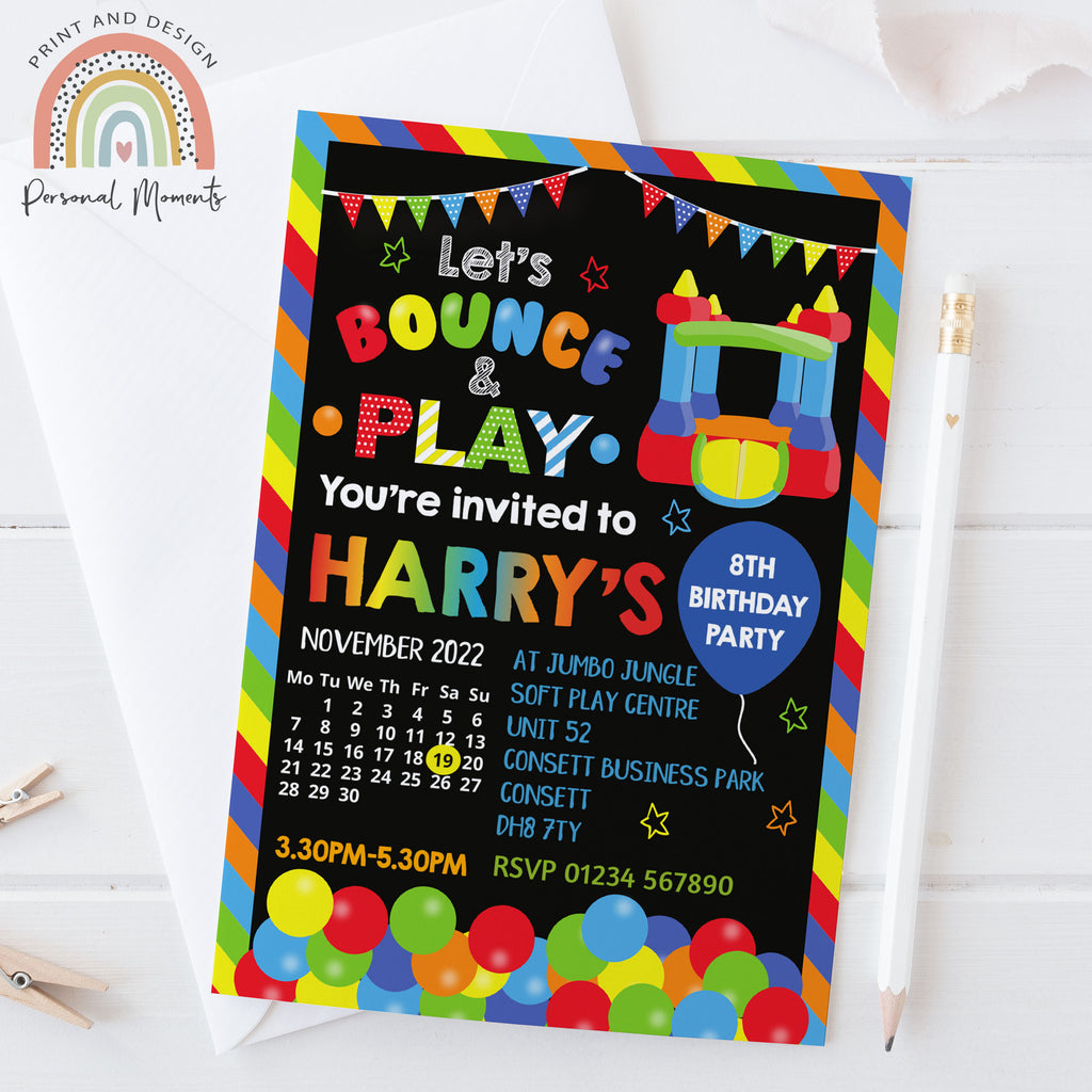 Personalised Bouncy Castle Invitations For Boy