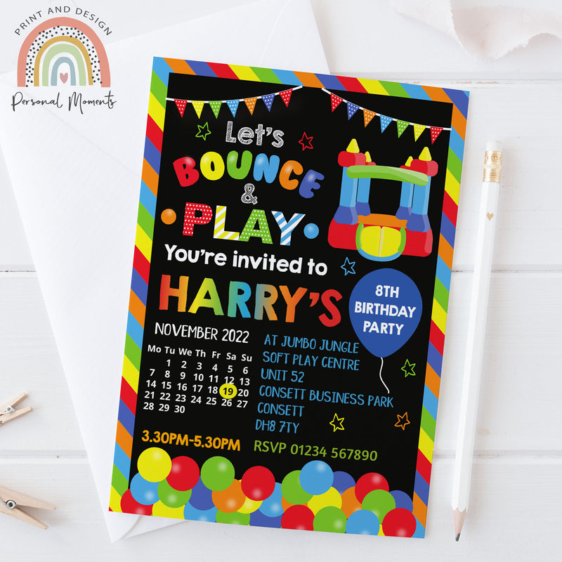 Personalised Bouncy Castle Invitations For Boy